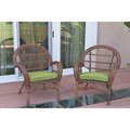 Jeco W00210-C-2-FS029 Santa Maria Honey Wicker Chair with Green Cushion, 2PK W00210-C_2-FS029